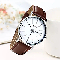 Наручний годинник Geneva Classic Brown шкіряний ремінець мінімалістичний кварцовий годинник чоловічий/жіночий унісекс