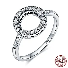 Срібна каблучка в стилі PANDORA "Сяюче коло" 925 проба кільце 18 ПАНДОРА