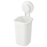 Держатель-стакан для зубной пасты и щёток IKEA TISKEN на вакуумной присоске белый ИКЕА ТІСКЕН