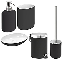 Набор аксессуаров для ванной комнаты IKEA EKOLN чёрная каменная керамика ИКЕА ЕКОЛЬН