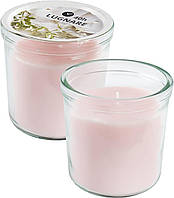 Ароматическая свеча в стакане IKEA LUGNARE 8,5 см х 40 часов гор. розовая жасмин декоративная аромасвеча ИКЕА