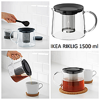 Заварочный чайник 1500 мл IKEA RIKLIG стеклянный чайник для заваривания (заварник) 1,5 литра ИКЕА РИКЛИГ