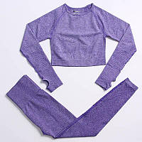 Жіночий спортивний костюм для фітнесу Fitness time (топ та легінси) фіолетовий тренувальний комплект М