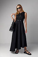 Сукня максі з блискавкою та асиметричним подолом - чорний колір, S (є розміри) al