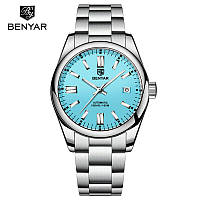 Мужские механические наручные часы Benyar автоматические (автоподзавод) водонепроницаемые 10 BAR с календарём