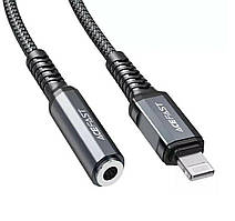 Кабель-перехiдник ACEFAST C1-05 Lightning to 3.5mm aluminum alloy headphones adapter cable Gray