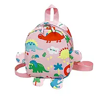 Детский рюкзачёк Динозавр розовый компактный рюкзак портфель для ребёнка Dinosaur Pink