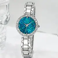 Подарочный женский набор наручные кварцевые часы Relogio Feminino Turquoise ожерелье, браслет, кольцо и серьги
