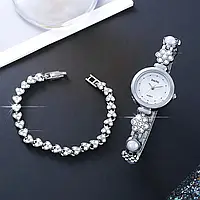 Подарочный женский набор наручные кварцевые часы Inshic Quartz Diamondback + браслет