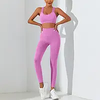 Женский спортивный костюм для фитнеса Yoga Set (лосины и топ) розовый тренировочный комплект S