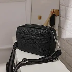 Розкішна жіноча чорна сумочка крос-боді 23x12x7cm м'яка сумка через плече