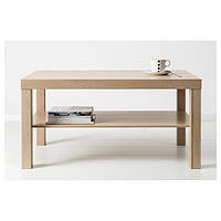 Журнальний стіл з полицею IKEA LACK 90x55 см бежевий (під дуб) прямокутний кавовий столик для вітальні ІКЕА