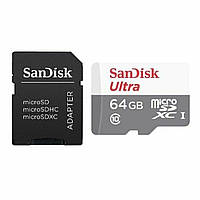 Карта пам'яті microSDXC (UHS-1) SanDisk Ultra 64Gb class 10 (80Mb/s) (adapter SD)