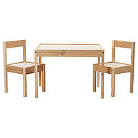 Дитячий стіл та 2 стільчика IKEA LÄTT дерев'яний (сосна) столик білий ІКЕА ЛЕТТ