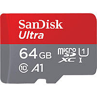 Карта пам'яті microSDXC (UHS-1) SanDisk Ultra 64Gb class 10 A1 (100Mb/s, 667x) (adapter SD)