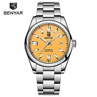 Мужские механические наручные часы Benyar автоматические (автоподзавод) водонепроницаемые 10 BAR с календарём