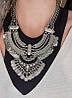 Богемне кольє-амулет етнічне масивне намисто оберіг з кристалами, ланцюжок-чокер, фото 7