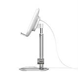 Тримач для телефона Baseus Literary Youth Desktop Bracket (Telecopic + Wireless Charging) Silver, фото 4