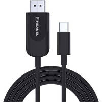 Дата кабель USB 2.0 AM to Type-C 2.0m Fabric Premiumblack REAL-EL (EL123500047) pl