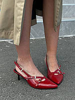 Босоножки женские лаковые бордовые на каблуках