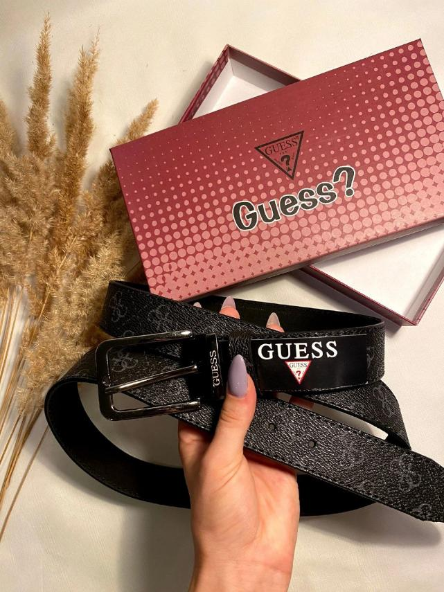 Ремінь шкіряний жіночий GUESS 35 мм. чорний 931564, фото 1