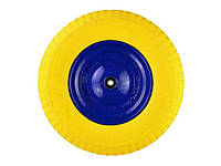 Колесо на тачку поліуретанове жовте 4.00-6, підшипник 12, сегментний протектор ТМ VMF EURO