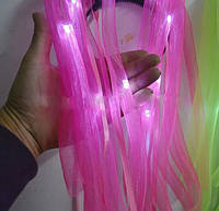 Светодиодный обруч RESTEQ, светящиеся дреды, волосы 50см для ночных мероприятий Розовый SM_RES