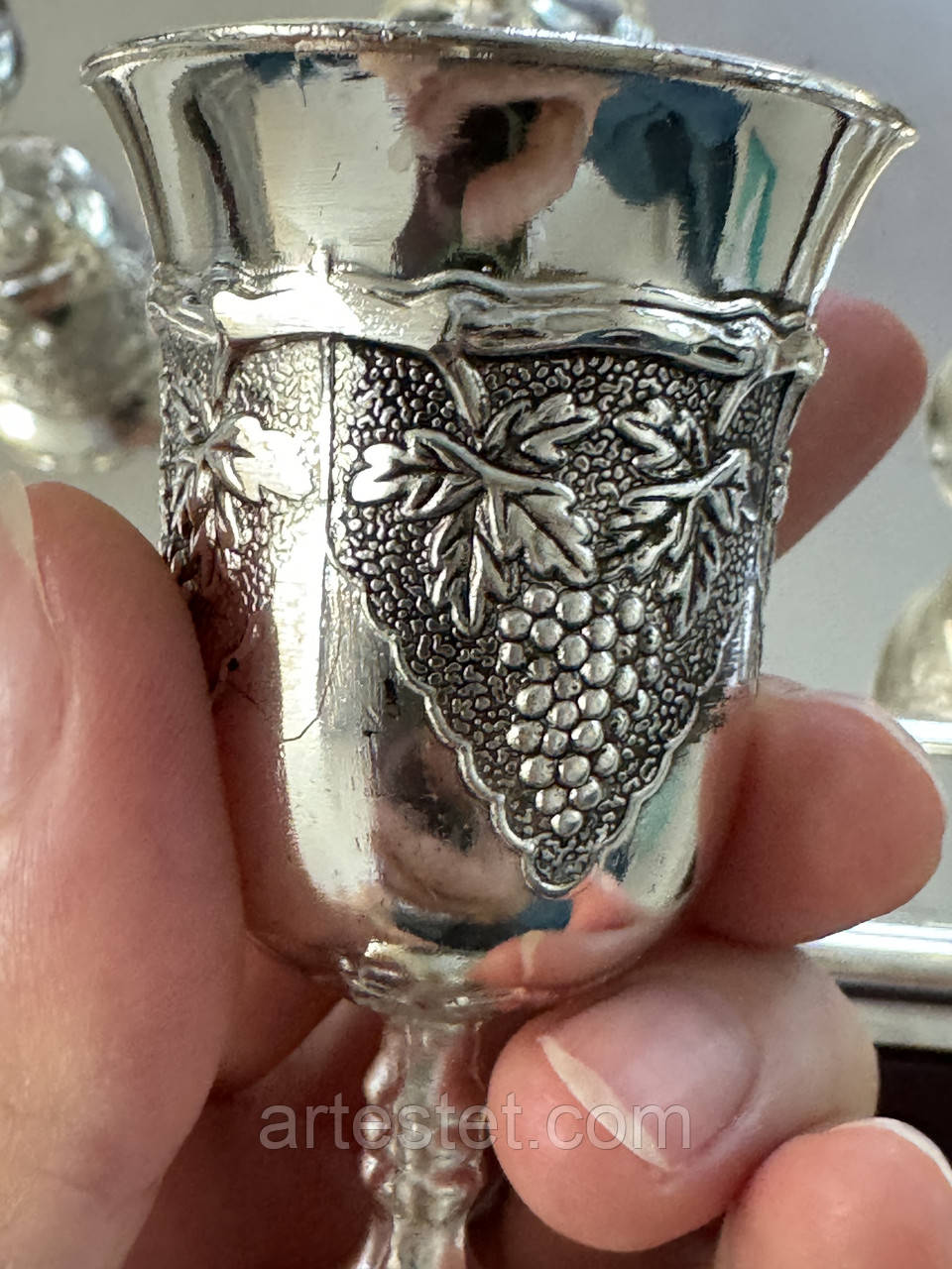 Подарунковий набір металевих чарок із тацею, фото 1