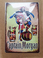 Винтажная металлическая табличка Captain Morgan RESTEQ 20*30см. Вывеска для декора Captain Morgan. Табличка