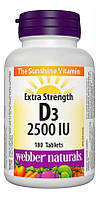 Витамин D3 Webber Naturals Vitamin D3 2500 IU 180 tabl PZ, код: 8065747