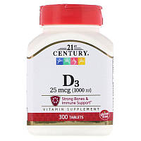 Витамин D3 21st Century Vitamin D3 25mcg 1000 IU 300 Tablets IN, код: 8065751