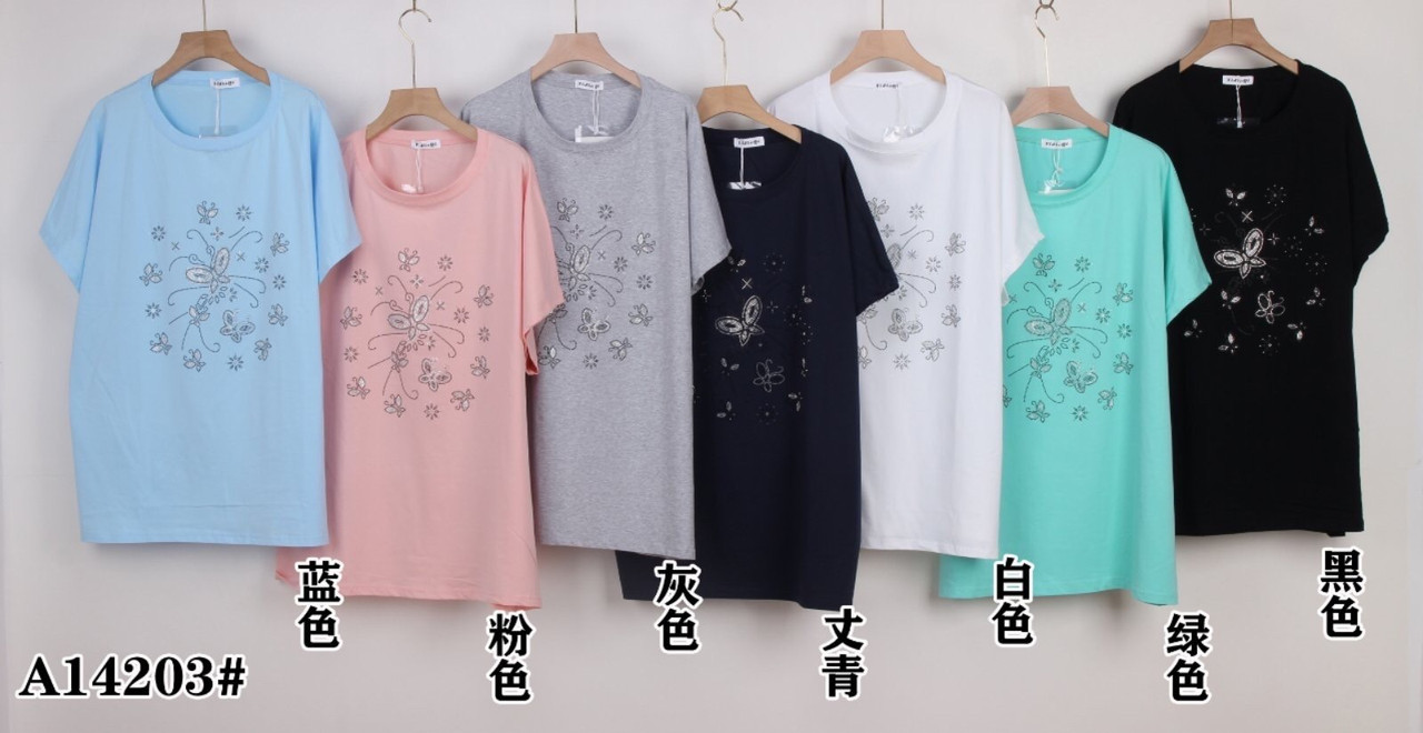 Жіноча футболка бавовна зі стразами розмір батал 66 Мікс (від 5 шт.)