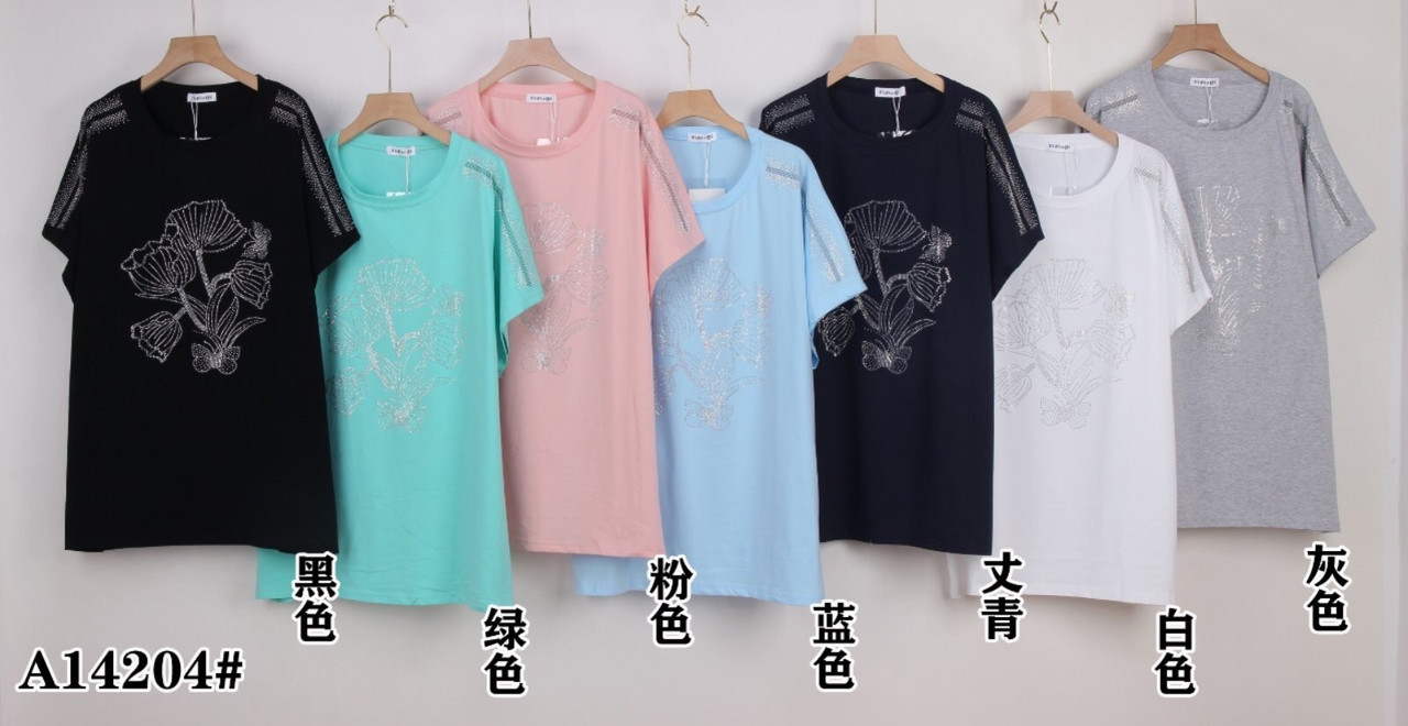 Жіноча футболка бавовна зі стразами розмір батал 66 Мікс (від 5 шт.)