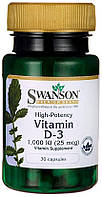 Витамин D3 Swanson Vitamin D3 High Potency 1000 IU 25 mcg 30 caps NB, код: 8144022