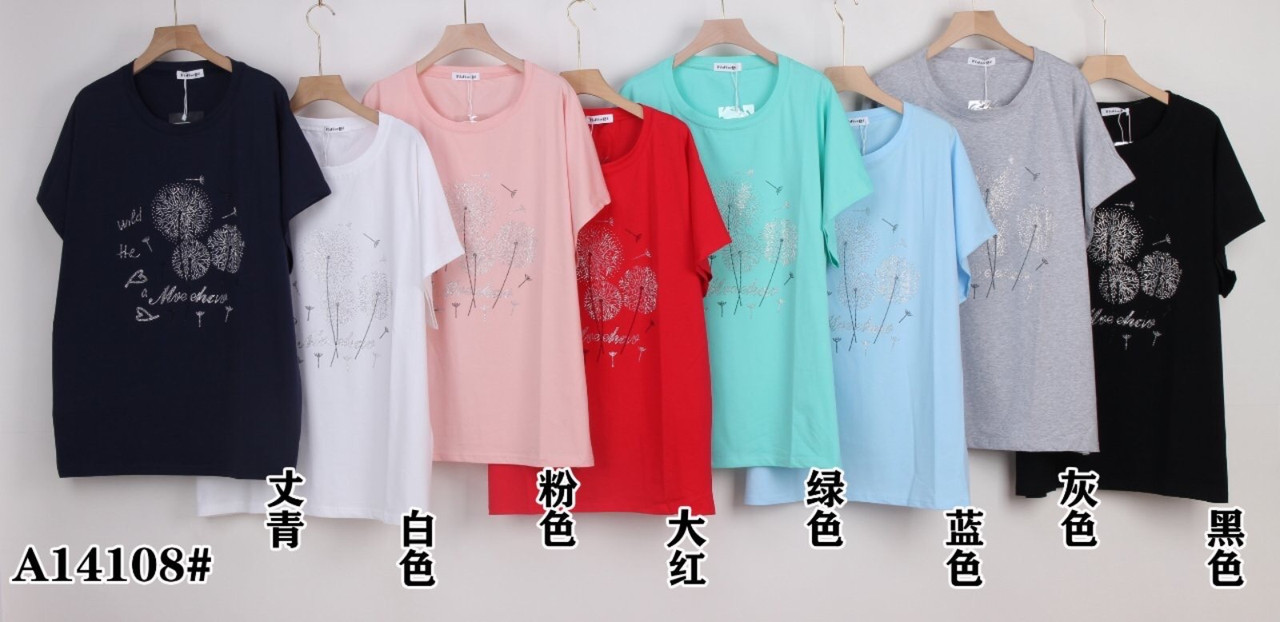 Жіноча футболка бавовна зі стразами розмір батал 62 Мікс (від 5 шт.)