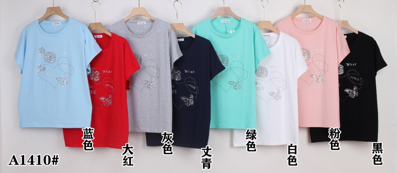 Жіноча футболка бавовна зі стразами розмір батал 58 Мікс (від 5 шт.)