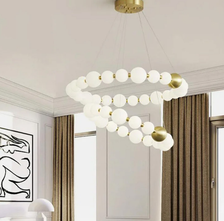 ПІДВІСНА ДВОЯРУСНА ЛЮСТРА MYSA PEARL НА 3 СВІТЛОВИХ РЕЖИМИ MJ 10-800+600, фото 1