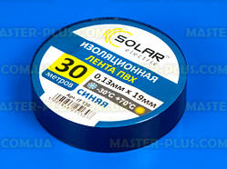 Синя ізоляційна стрічка Solar 19мм 30м, міцна та економічна для ремонту і монтажу.