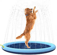 Уличный бассейн фонтан для собак 2в1 спринклерная нескользящая душ подушка 100 см