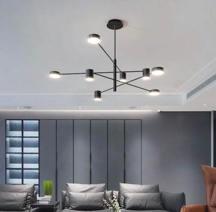 СУЧАСНА ЧОРНА LED ЛЮСТРА FLEA З РІЖКАМИ, ЩО РЕГУЛЮЮТЬСЯ ПО ОСІ DE 31/8 BK, фото 1