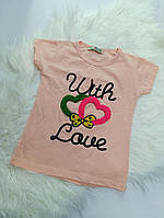 Детская летняя розовая футболка с вышивкой размер 98 см Турция