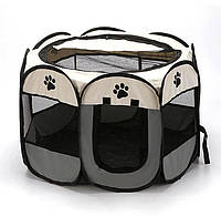 Манеж переносной вольер раскладной Pethouse 114 см XXL для домашних животных Pet Time Серый ( IX, код: 8175162