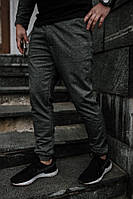 Мужские спортивные штаны трикотаж темно- серые меланж S