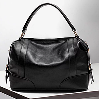 Женская сумка через плечо, вместительная изготовлена ​​из высококачественной экокожи черная 34см×28см×15см