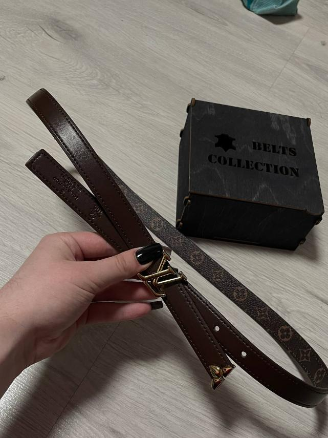 Ремінь жіночий шкіряний Louis Vuitton двосторонній коричневий, ширина 20 мм., 931570