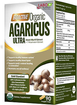 Домішка преміумкласу з 7 лікарських грибів LABO Nutrition Bioactive Organic Agaricus Ultra 90 капсул