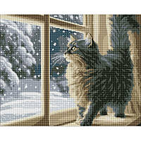 Алмазна мозаїка "Снігопад за вікном" ©art_selena_ua AMO7801, 40х50см al