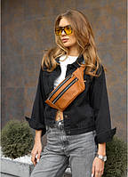 Al Женская сумка на пояс бананка з натуральної шкіри Tirso зі шкіряним ремнем, коричнева поясная через плечо нагрудная