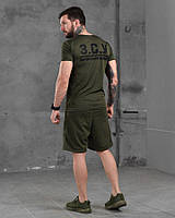 Костюм зсу футболка с шортами летний олива, тактическая влагоотводящая футболка хаки, шорты зсу oi484