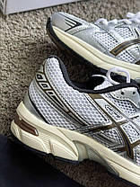 Жіночі кросівки Asics Gel 1130 White Silver Brown Взуття Асікс Гель 1130 білі кеди текстиль шкіра повсякденні демісезон, фото 4